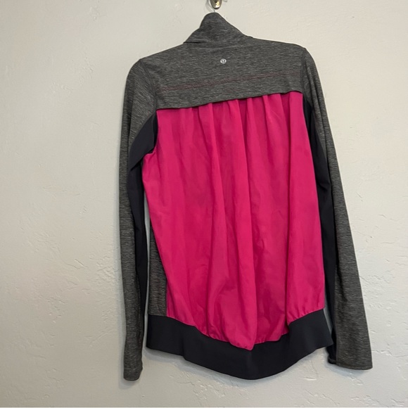 Lululemon Tadasana Heather Gray/Pink Mesh Back Zip Front Running Jacket Coat - Picture 7 of 10